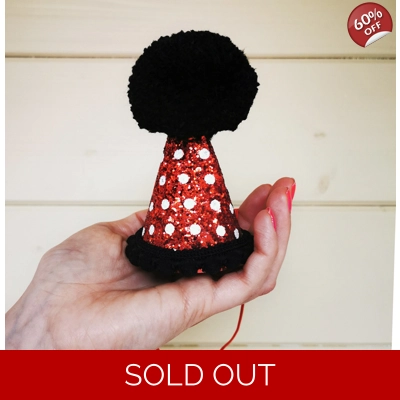 Red & Black Minnie Polka Dot Glitter Party DOG Hat